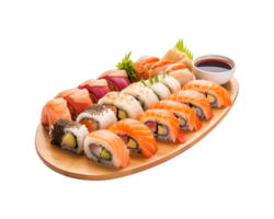 Sushi platter with different types of sushi png