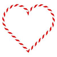 Candy cane heart frame. Christmas ribbon with red and white stripes. Greeting card with New Year or Christmas decorating border vector