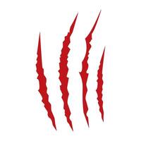 Red claws scratche animal. Four scratches shape. Wild animal claw marks. Funny design element vector