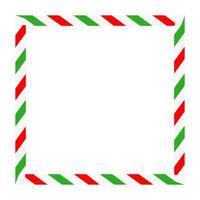 Candy cane rectangle frame. Christmas ribbon with red, green and white stripes. Greeting card with New Year or Christmas decorating border vector