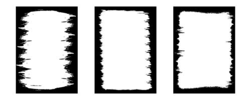 Set of grunge frames for photo collage. Template with brush stroke. Rectangular old rough edge effect border for picture overlay vector