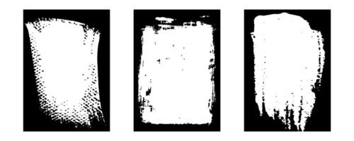 Set of grunge frames for photo collage. Template with brush stroke. Rectangular rough edge effect border for picture overlay vector