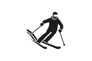 Silhouette of Skier in Action vector