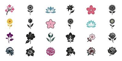 Collection of Various Flower Icons in Different Styles and Designs vector
