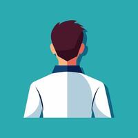 Rear View of a Person Against Teal Background vector