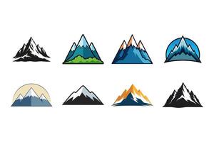 Mountain Icon Collection Realistic and Stylized Representations vector