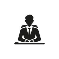 A man in a suit is sitting at a desk vector