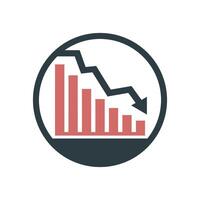 Declining Bar Chart Circular Icon vector