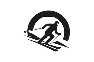 Dynamic Black and White Skiing Illustration vector
