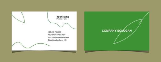 Minimalist Green and White Business Card Template Design with Leaf Motif vector