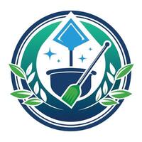 Cleanliness Services Logo Design With Leaf Details. vector