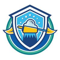 Cleanliness Service Shield Logo Design Concept. vector