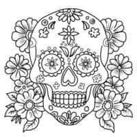 Sugar skull Hand drawn illustration for Day of the Dead. vector