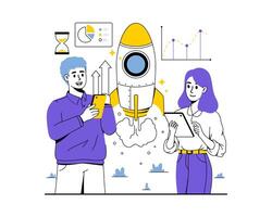 Teamwork drives business growth and innovative solutions vector