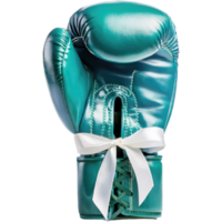 Teal boxing glove whit white Ribbon Tie around png