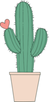 Cactus in Pot with Heart Shape Element - Minimalist Plant Illustration png