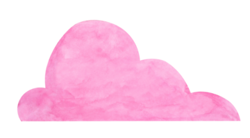 Pink cloud watercolor clipart, perfect for adding a whimsical touch to designs such as invitations, nursery decorations, or dreamy digital art. This hand drawn element brings a soft, pastel aesthetic. png