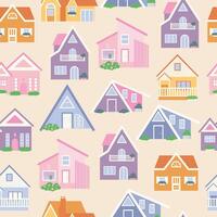 Seamless pattern with houses. Pattern with town houses. Background with cartoon town. Architecture. House design. vector