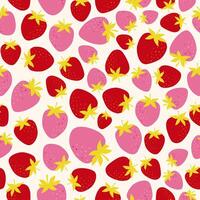 Seamless pattern of juicy, fresh strawberries in contemporary style. Seamless pattern with pink and red strawberries. vector