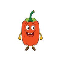 Funny Cartoon Bell Pepper Character on White Background vector