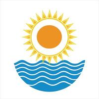 Sun and Sea colorful Silhouette with white background vector