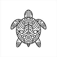 Minimalist Abstract Turtle Coloring Page with Artistic vector