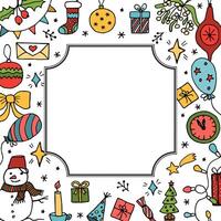 Christmas illustration, background. Frame made of festive elements vector