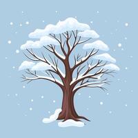 Winter tree with snow on a blue background. Illustration. vector