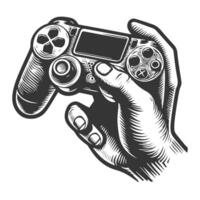 A hand holding a game controller vector