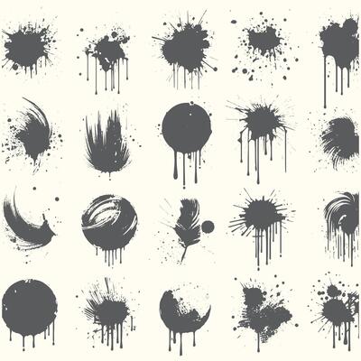 Ink Splash Elements in Flat Style