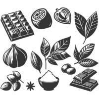 Chocolate and cocoa beans icons set vector