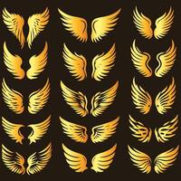 Golden wings set of wings illustration vector