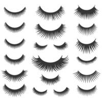 Set of black false eyelashes on white background vector