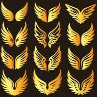 Golden wings set of wings illustration vector