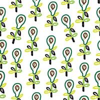 a pattern with green and black flowers on it vector