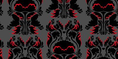 a black and red pattern with flowers vector