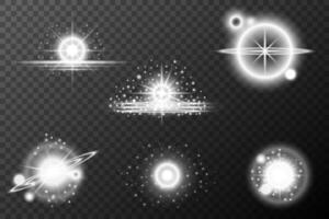 a set of white light effects on background vector