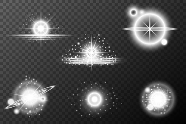 a set of white light effects on background