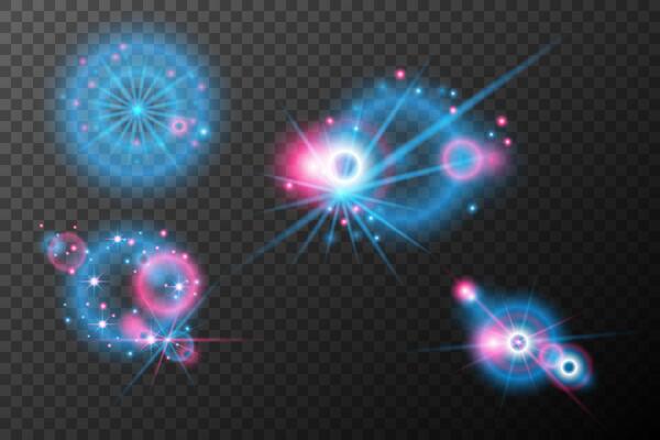 set of glowing fireworks