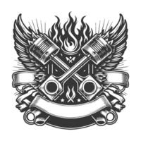 Two wings and a banner with a banner and a ribbon vector