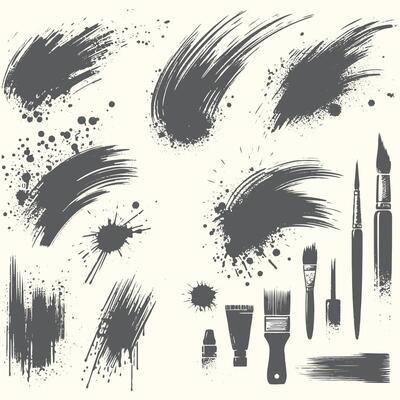 Flat Ink Splash Element Set
