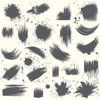 Set of grunge paint splatters and brush strokes vector