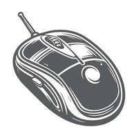 A black and white drawing of a computer mouse vector
