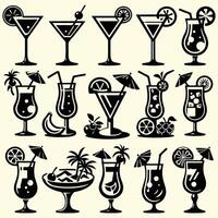 Various cocktails and drinks in glass vector