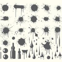 Set of ink splashes and paint splatters vector