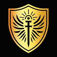 Golden Shields with Elegant Designs vector