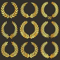 Luxurious Golden Laurel Wreath Design Set vector