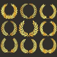 Elegant Golden Laurel Wreaths Set vector