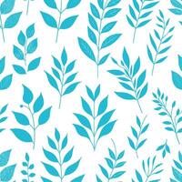 A blue and white pattern with leaves vector