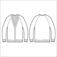 Oversized cardigan sweater flat sketch template for design vector